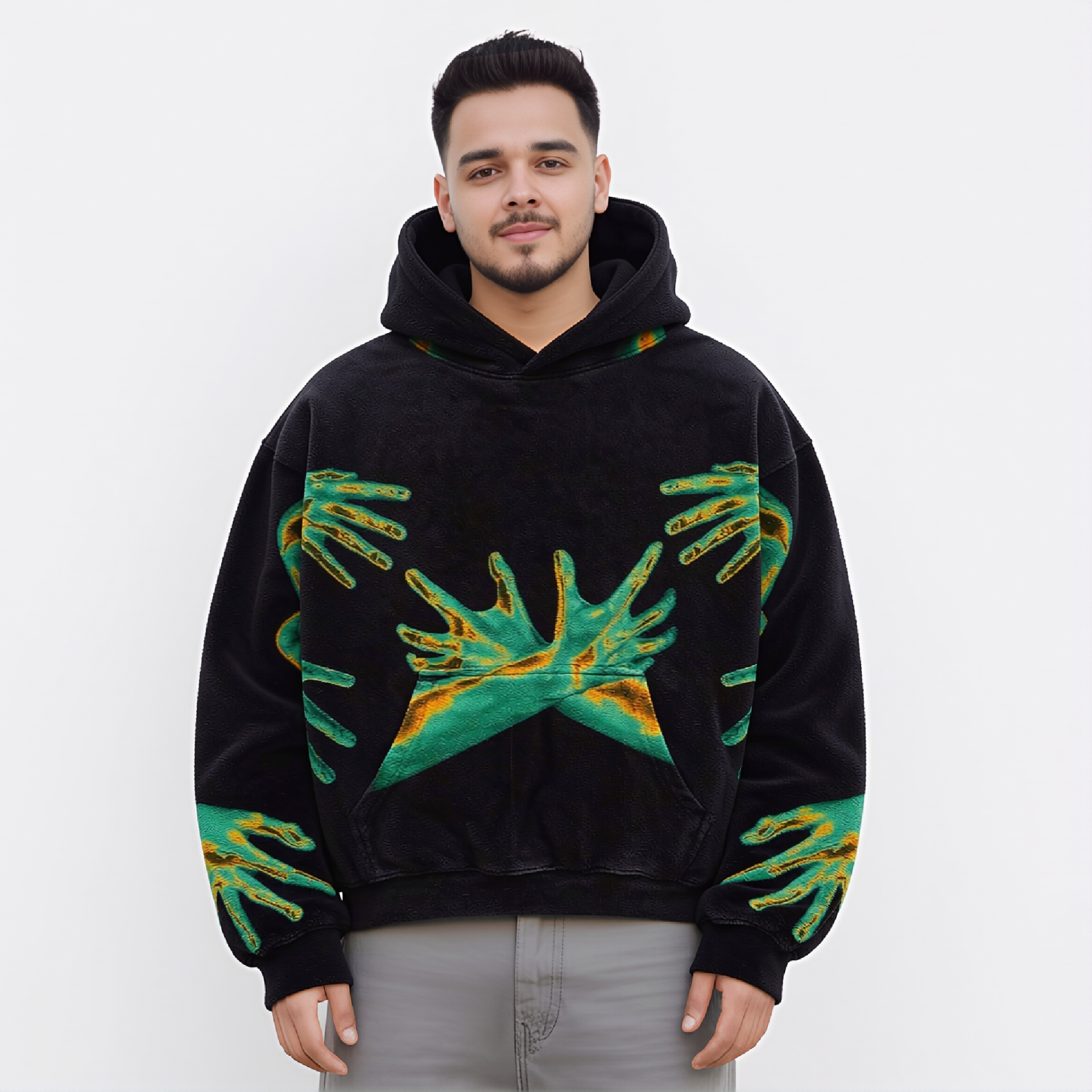 Neon Handprint Hoodie