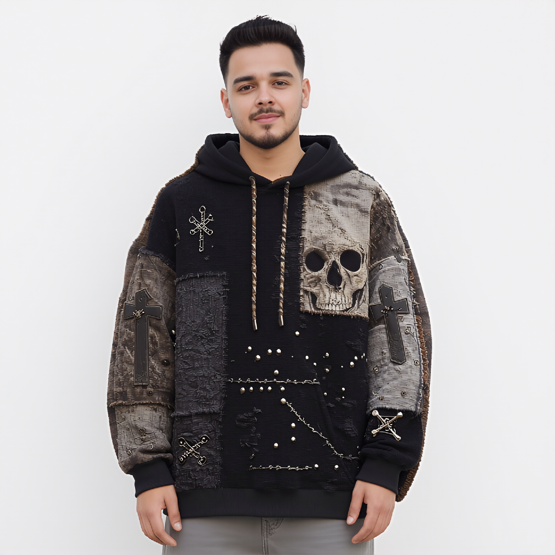 Skull Patch Gothic Hoodie