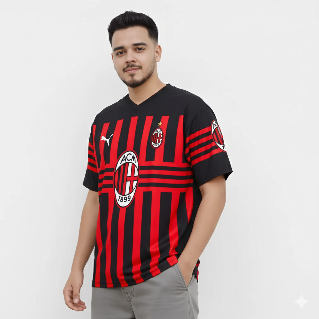 ACM Red & Black Classic Football Streetwear T-Shirt